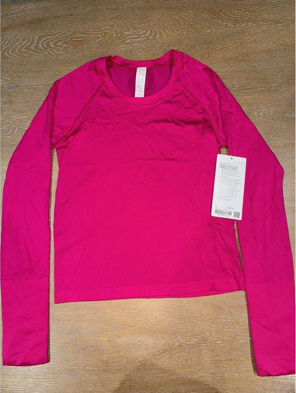 Lululemon Swiftly Tech Long-Sleeve Shirt 2.0 *Waist Length SIZE 6 Pink Flare